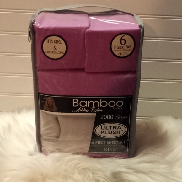 Bamboo Essence King Size Raspberry Pink- 6 Piece Sheet Set - Picture 2 of 10